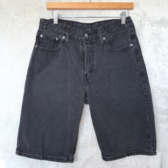 Levi's 469 Denim Shorts Jorts  Mens 30 Black Wash Grunge Skater Y2K - Picture 1 of 10